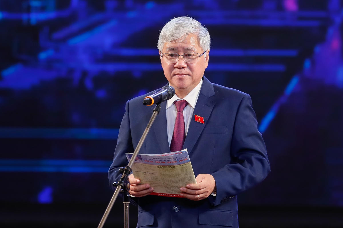 Chủ tịch UBTƯ MTTQ Việt Nam Đỗ Văn Chiến phát biểu tại buổi lễ.