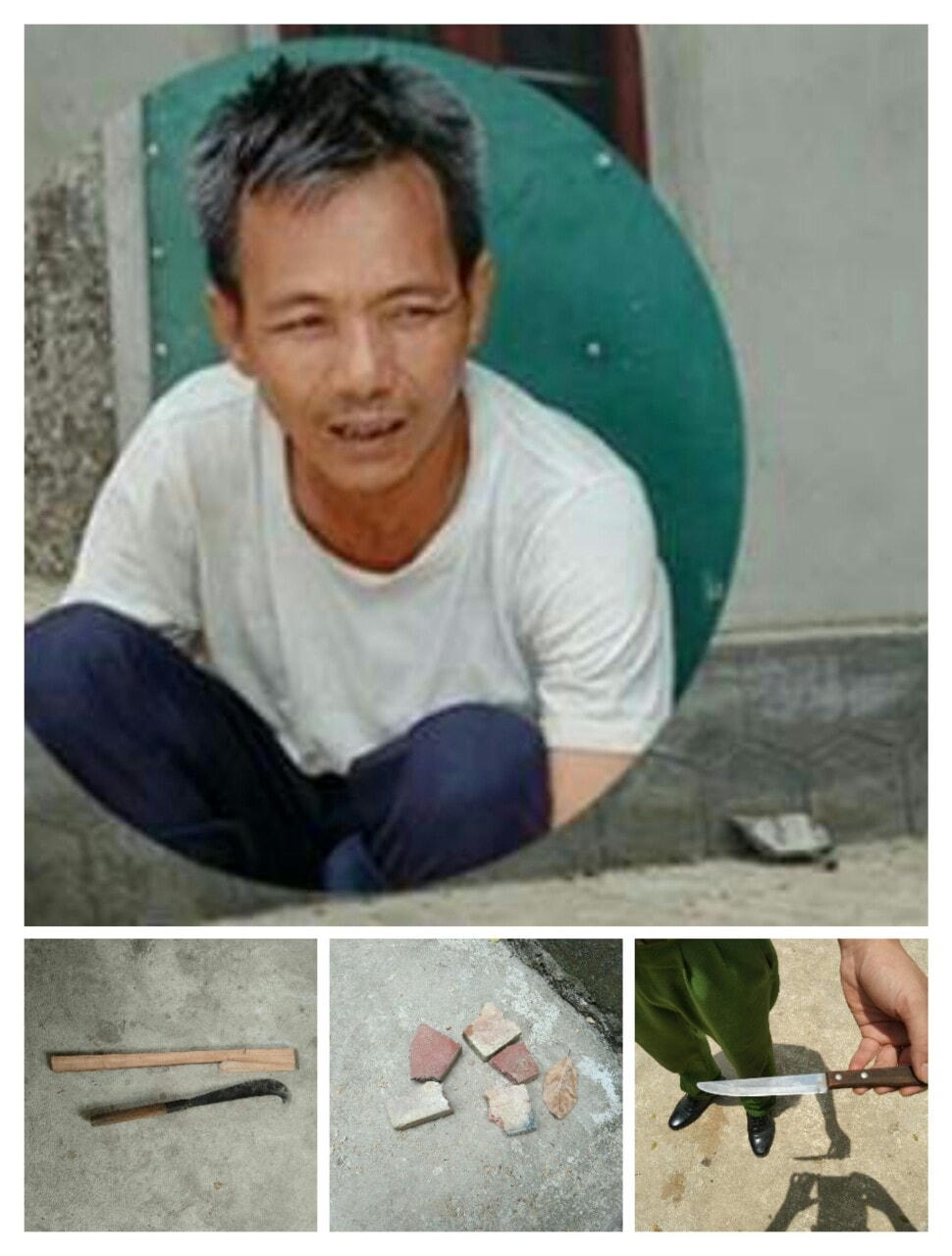 Ông P.V.C nhốt 2 cháu rồi dùng dao, gậy, gạch, đá cố thủ.