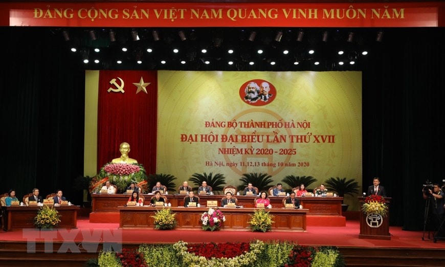 Đoàn Chủ tịch điều hành Đại hội. (Ảnh: Văn Điệp/TTXVN).
