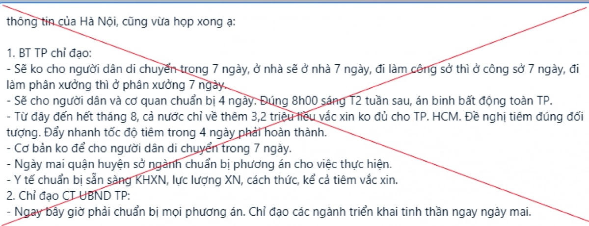 Thông tin đang được lan truyền trên mạng xã hội.   