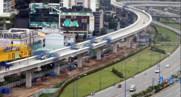 Một đoạn tuyến metro số 2 Bến Thành - Tham Lương.