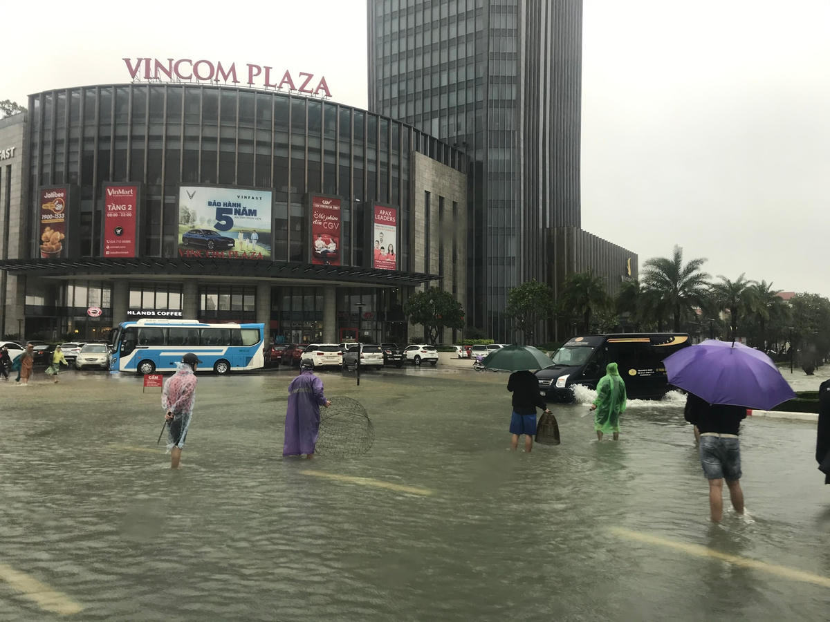 Rất nhiều người dân dùng nơm, vó để bắt cá ở khu vực trung tâm TP Hà Tĩnh.