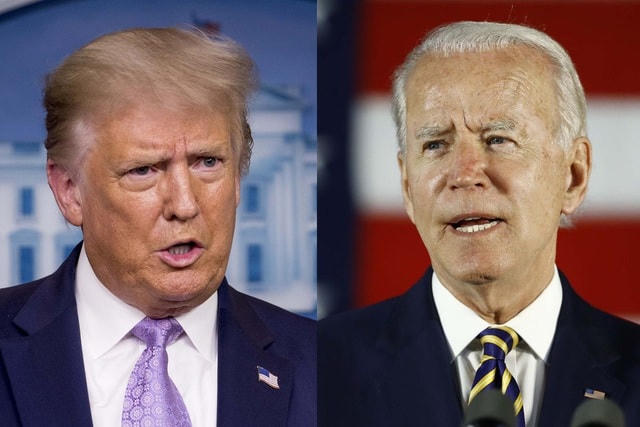 Tổng thống Mỹ Joe Biden (phải) và người tiền nhiệm Donald Trump. Ảnh: AFP.