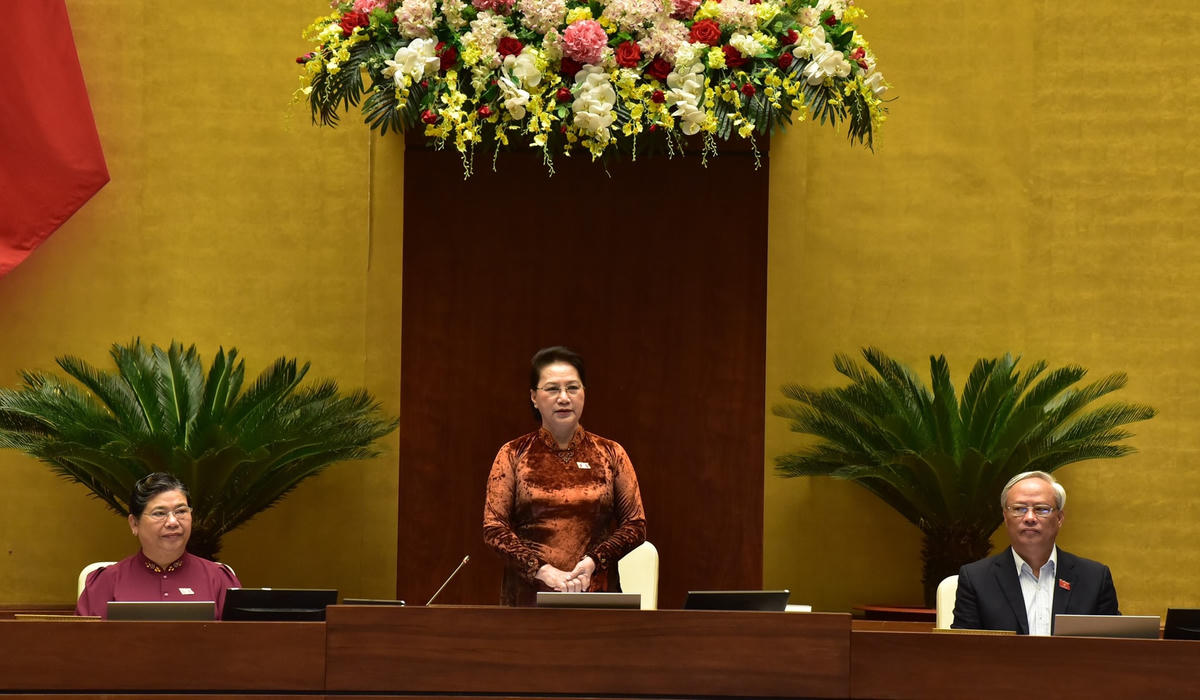 Chủ tịch Quốc hội Nguyễn Thị Kim Ngân phát biểu tại phiên họp Ảnh: Quang Vinh.  