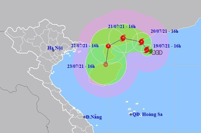 Vị trí và hướng di chuyển của bão số 3. (Ảnh: NCHMF).