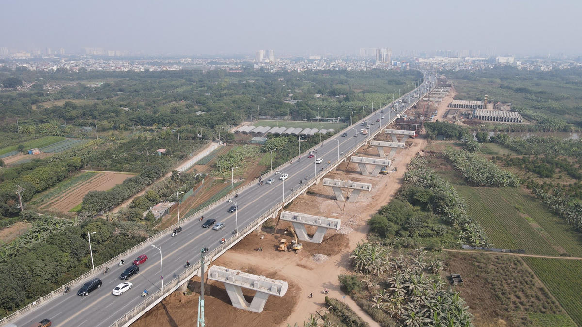 Cầu Vĩnh Tuy giai đoạn 2 đang gấp rút khi công, đẩy nhanh tiến độ hoàn thành.
