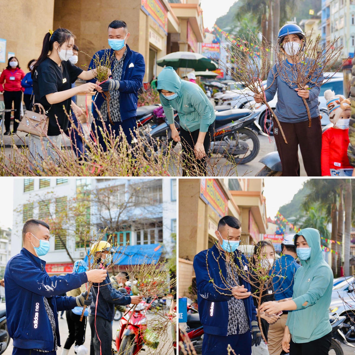 Cành đào nhỏ là sự lựa chọn yêu thích của nhiều người dân để cắm trang trí ban thờ.