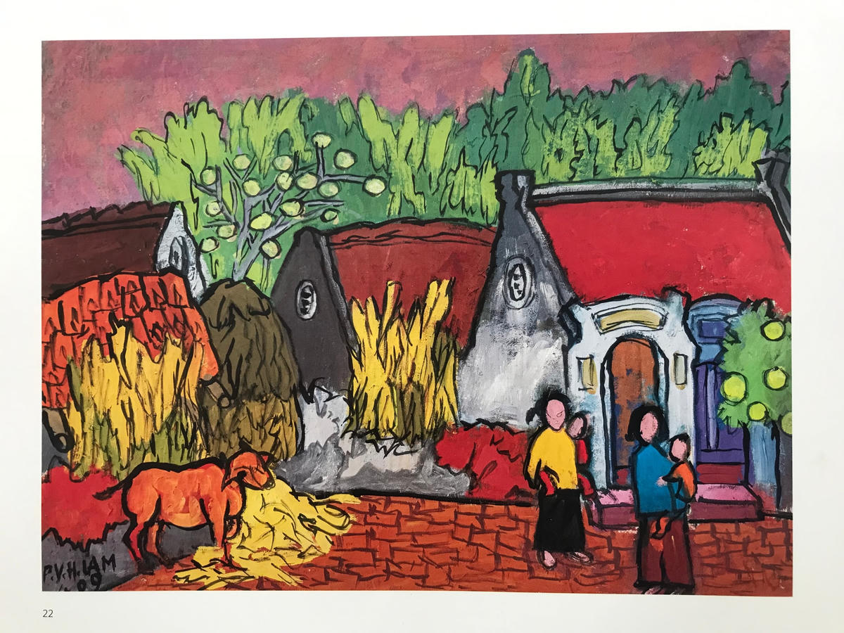 Nhà quê thân thương (Bột màu trên giấy dó).