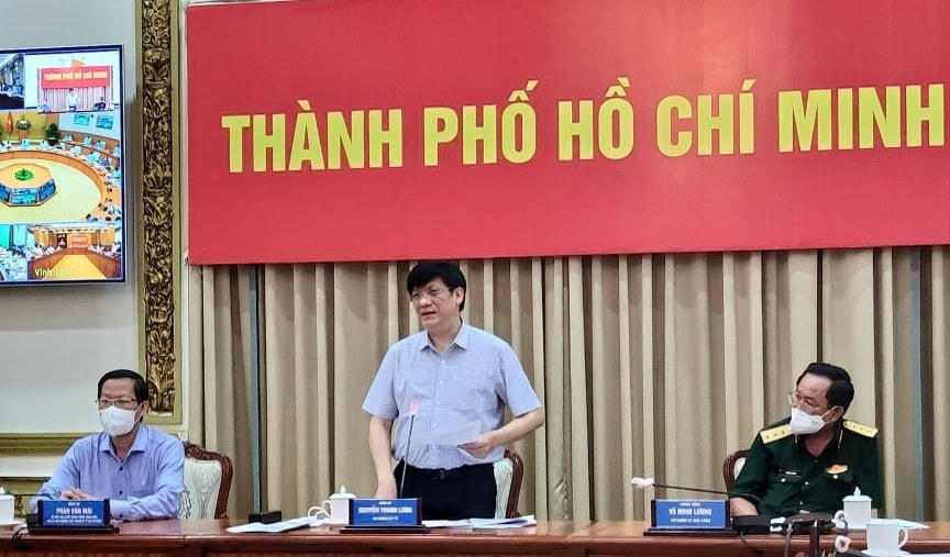 Bộ trưởng Y tế Nguyễn Thanh Long phát biểu tại đầu cầu TP HCM.