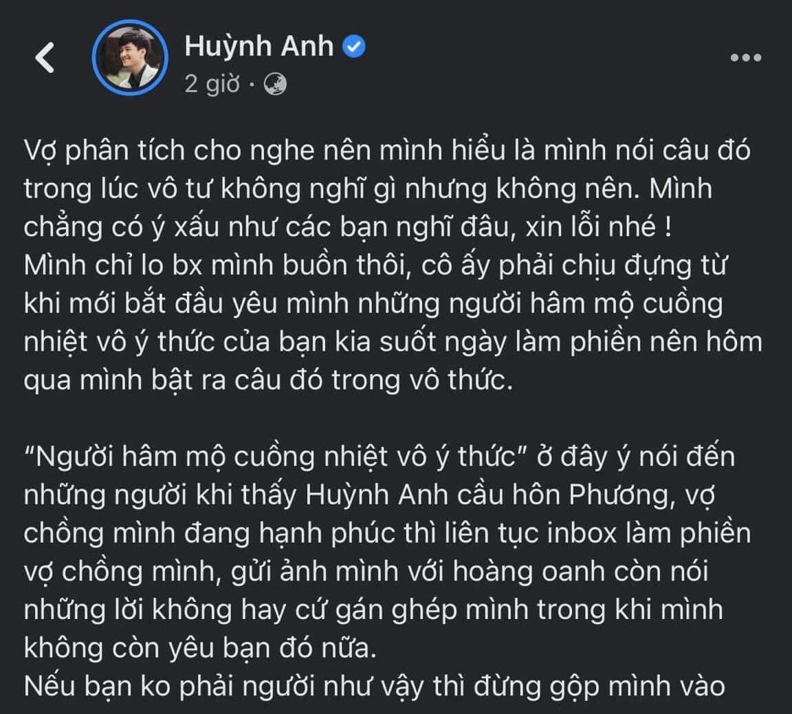 Huỳnh Anh bênh vợ trước lùm xùm với người yêu cũ. Ảnh: CMH