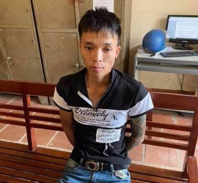 Đối tượng Ngô Thanh Hoàng tại cơ quan chức năng. 