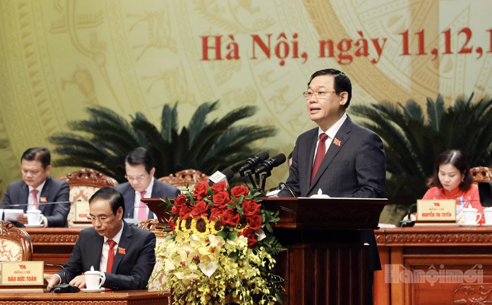 Ông Vương Đình Huệ được bầu là Bí thư Thành uỷ Hà Nội khóa XVII. Ảnh: Hà Nội Mới. 