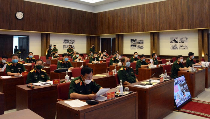 Quang cảnh hội nghị trực tuyến triển khai một số nhiệm vụ cấp bách phòng chống dịch Covid-19.