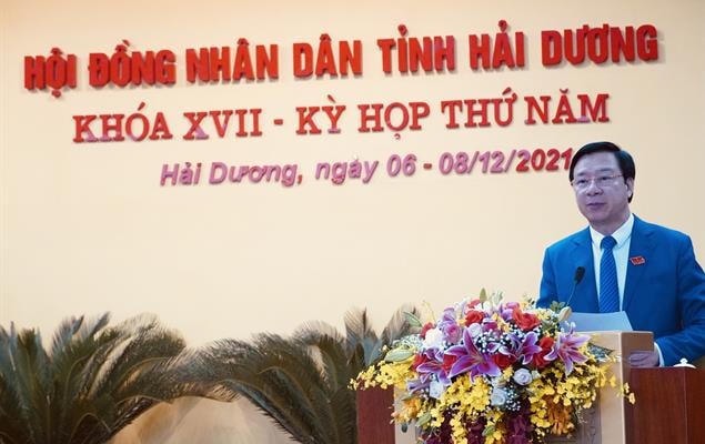 Bí thư Tỉnh ủy Hải Dương Phạm Xuân Thăng phát biểu tại cuộc họp HĐND tỉnh. Ảnh: haiduong.gov.vn.