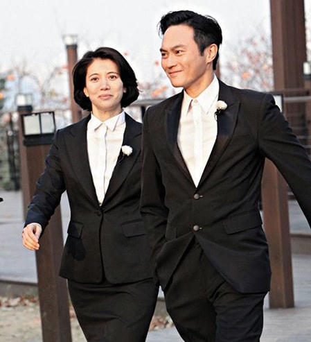 Vợ chồng nam diễn viên Trương Trí Lâm và Viên Vịnh Nghi. Ảnh: sina.