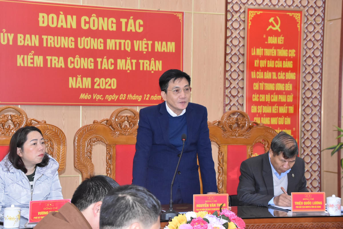 Ông Nguyễn Văn Thịnh, Phó Bí thư Thường trực Đảng ủy cơ quan UBTƯ MTTQ Việt Nam phát biểu tại buổi làm việc.
