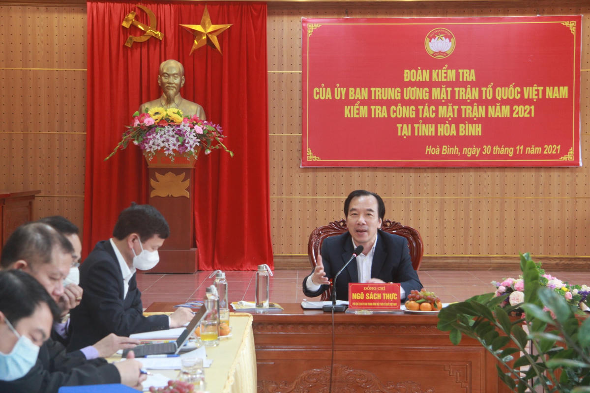 Phó Chủ tịch Ngô Sách Thực phát biểu tại buổi kiểm tra.