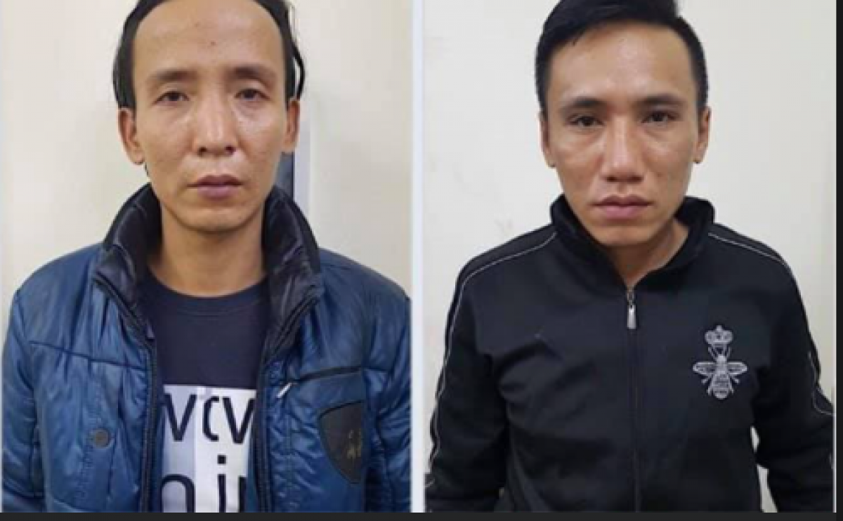 Hai đối tượng tại cơ quan điều tra.  