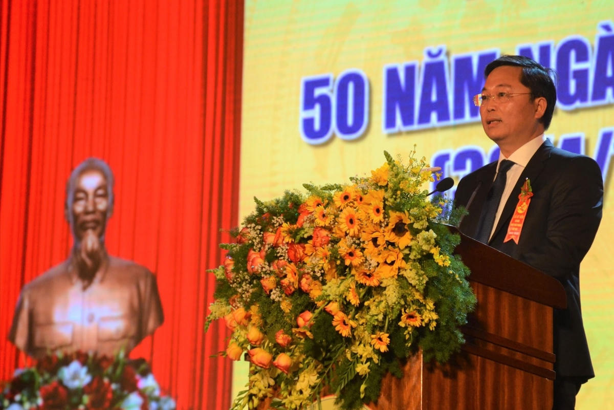 Ông Lê Trí Thanh, Chủ tịch UBND tỉnh Quảng Nam phát biểu tại lễ kỷ niệm.