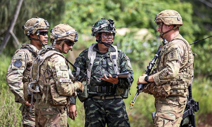 Lính Mỹ và Thái Lan trong cuộc huấn luyện Lightning Forge hôm 15/7. Ảnh: US Army.  