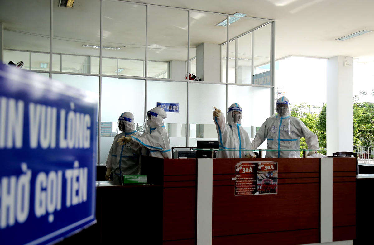 Khu vực tiếp nhận các bệnh nhân Covid-19. 