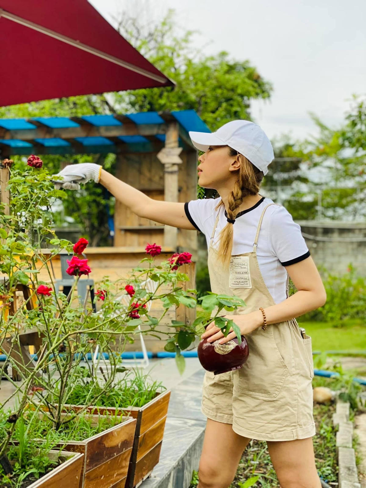 Họa mi tóc nâu Mỹ Tâm trở thành "người làm vườn" trong những ngày ở nhà chống dịch.
