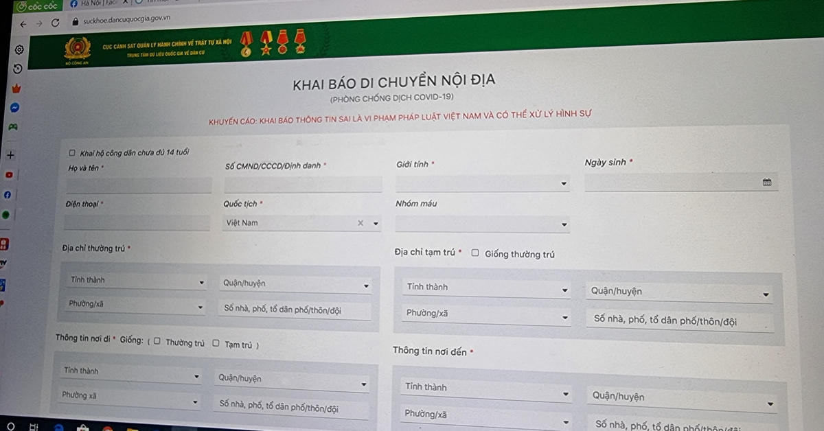 Giao diện trang website vừa được Bộ Công an giới thiệu.