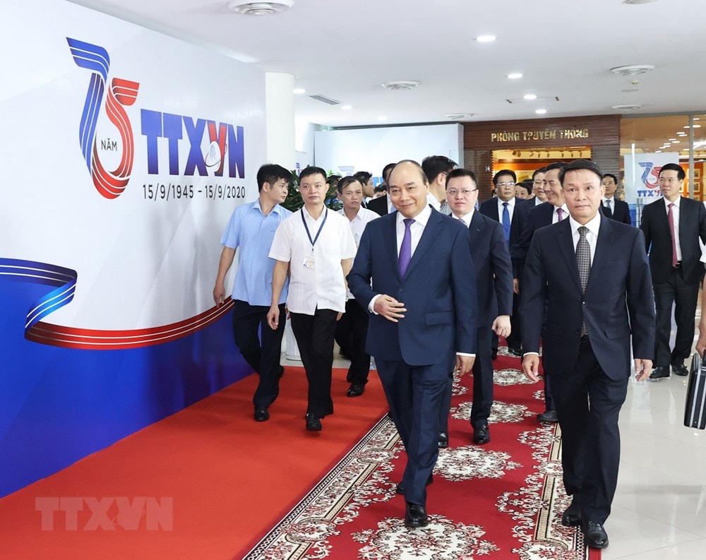 Thủ tướng Nguyễn Xuân Phúc đến dự Lễ kỷ niệm. (Ảnh: Thống Nhất/TTXVN)..