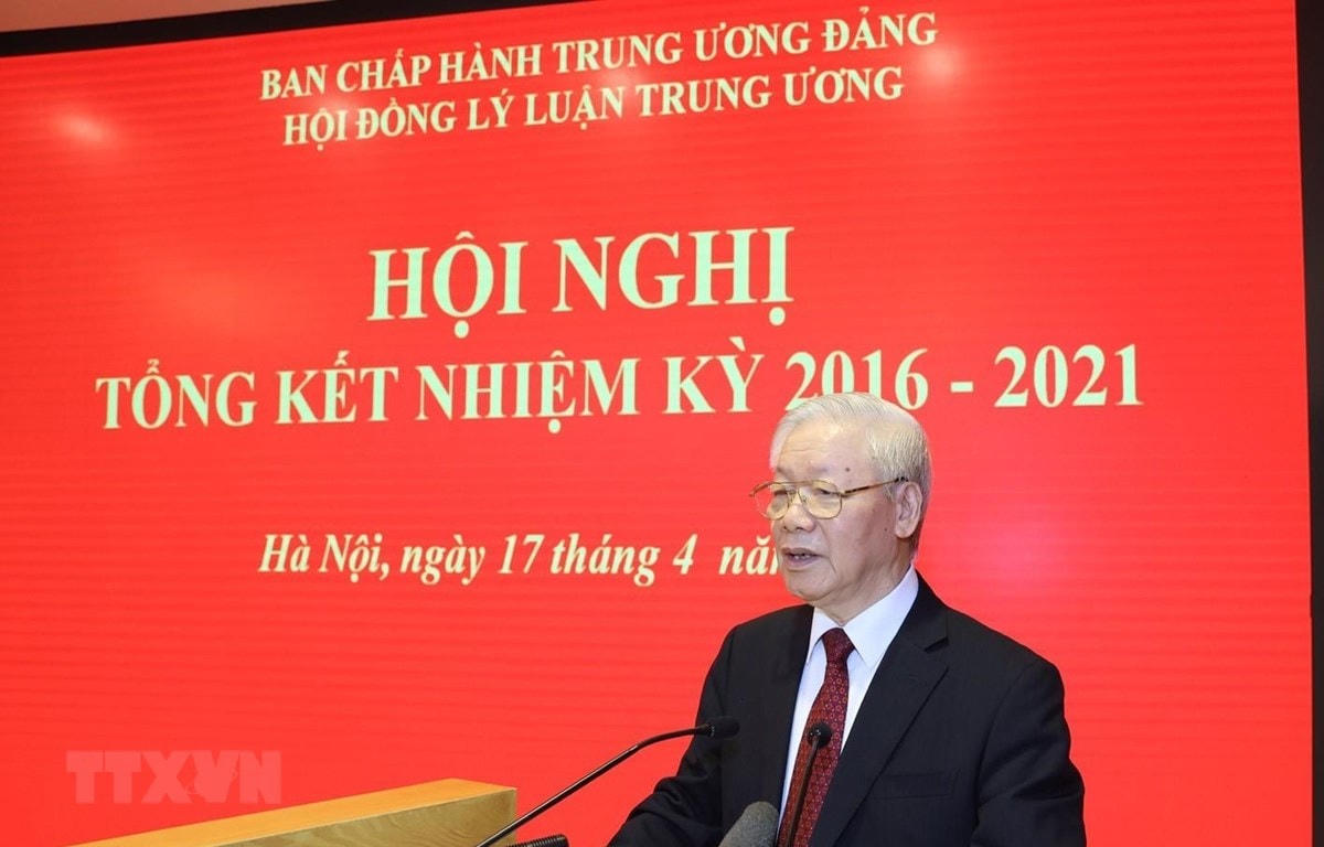 Tổng Bí thư Nguyễn Phú Trọng phát biểu tại Hội nghị. (Ảnh: TTXVN).
