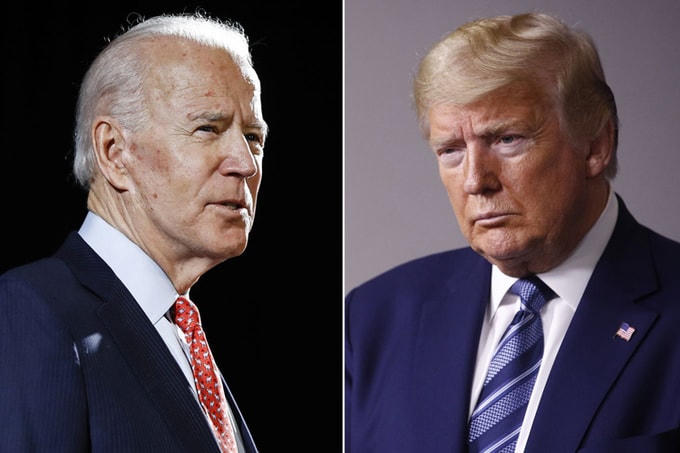 Tổng thống Mỹ đương nhiệm Trump, phải, và ứng viên đảng Dân chủ Biden. Ảnh: AP. 