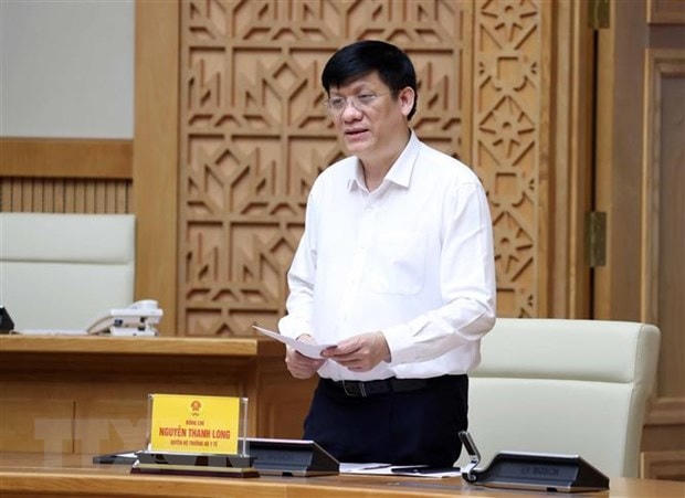 Quyền Bộ trưởng Bộ Y tế Nguyễn Thanh Long phát biểu. (Ảnh: Thống Nhất/TTXVN).