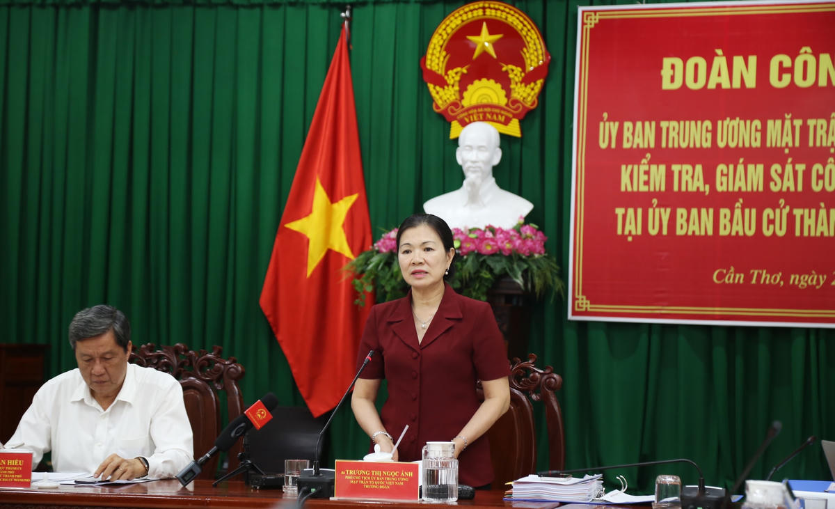 Phó Chủ tịch Trương Thị Ngọc Ánh phát biểu tại buổi làm việc với UBBC TP Cần Thơ.