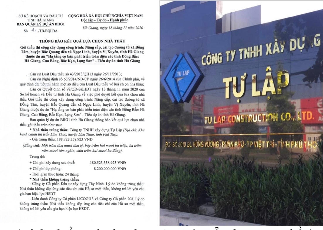 Vướng nhiều lùm xùm nhưng nhà thầu Tự Lập vẫn được trao thầu.