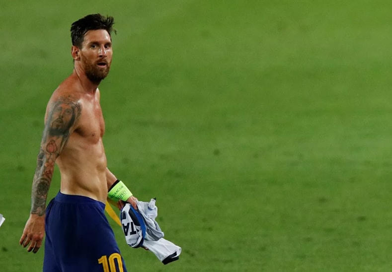 Lionel Messi trở lại sân cỏ sau đợt giãn cách xã hội nhiều ngày vì sự bùng phát dịch Covid-19, ngày 8/8/2020.