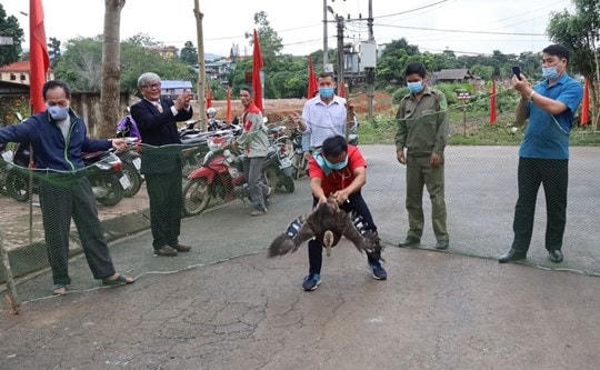 Nhân dân tham gia trò chơi dân gian tại ngày hội.