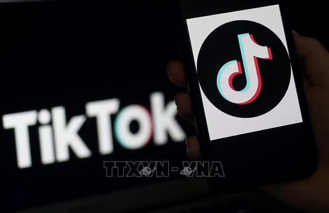 Biểu tượng ứng dụng truyền thông xã hội TikTok trên màn hình điện thoại tại Arlington, Virginia, Mỹ. Ảnh: AFP/TTXVN.