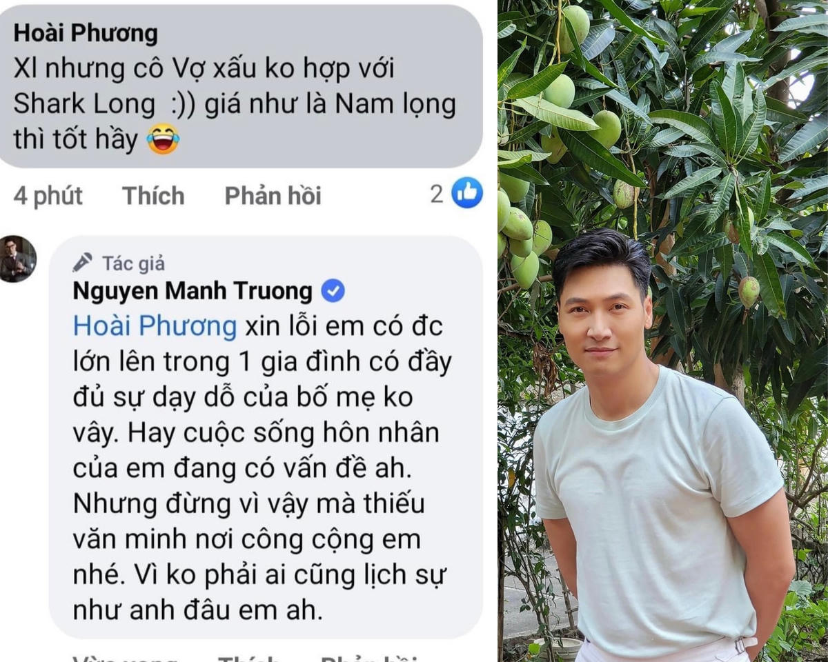 Mạnh Trường bức xúc đáp trả lại bình luận thiếu văn minh của người hâm mộ. Ảnh:CMH