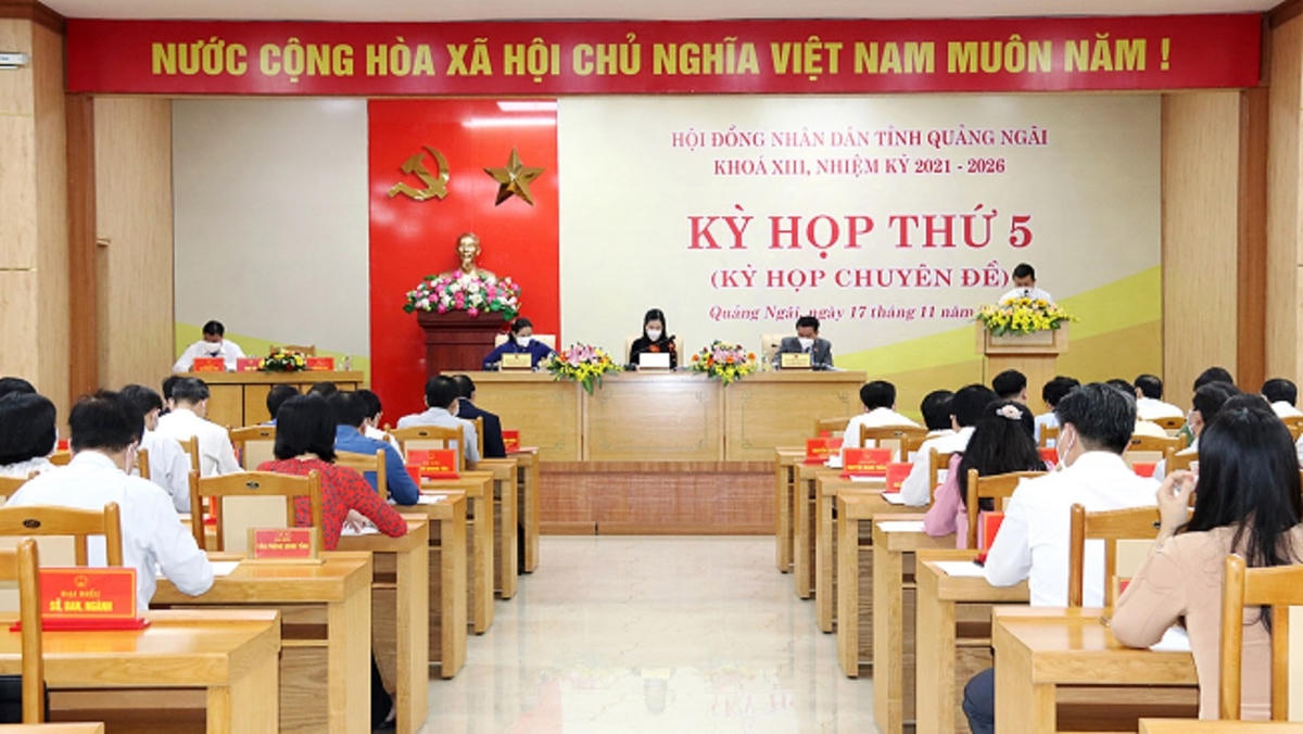 Quang cảnh kỳ họp thứ 5, HĐND tỉnh Quảng Ngãi khóa XIII. Ảnh CTV.