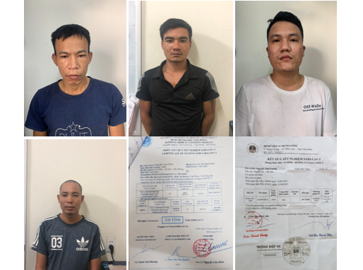 Bốn đối tượng tại Công an huyện An Dương.