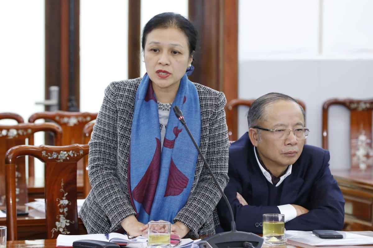 Bà Nguyễn Phương Nga, Chủ tịch Liên hiệp các tổ chức hữu nghị Việt Nam phát biểu tại Hội nghị. Ảnh: Quang Vinh.