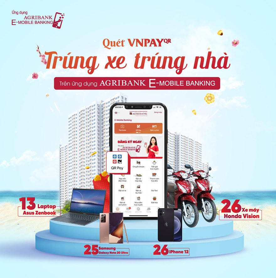 Đón Tết Tân Sửu 2021 - Thanh toán QR Pay nhận 'siêu quà tặng' trên ứng dụng Agribank E-Mobile Banking