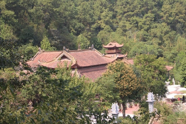 Hoặc lên đỉnh núi cao để ngắm nhìn toàn cảnh ngôi chùa ẩn mình trong rừng thông xanh.  