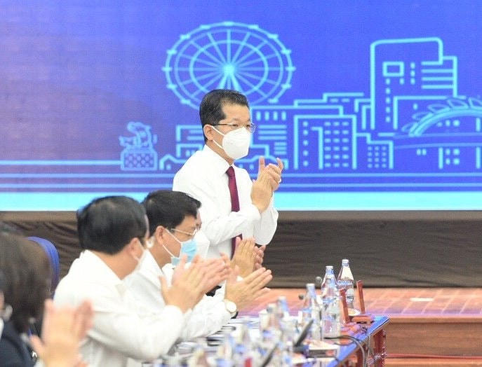 Bí thư Thành ủy Đà Nẵng Nguyễn Văn Quảng: khẳng định, Thủ tướng không kiểm điểm Đà Nẵng trong phòng, chống dịch! (Ảnh BTC Hội nghị Đối thoại doanh nghiệp Đà Nẵng cung cấp).