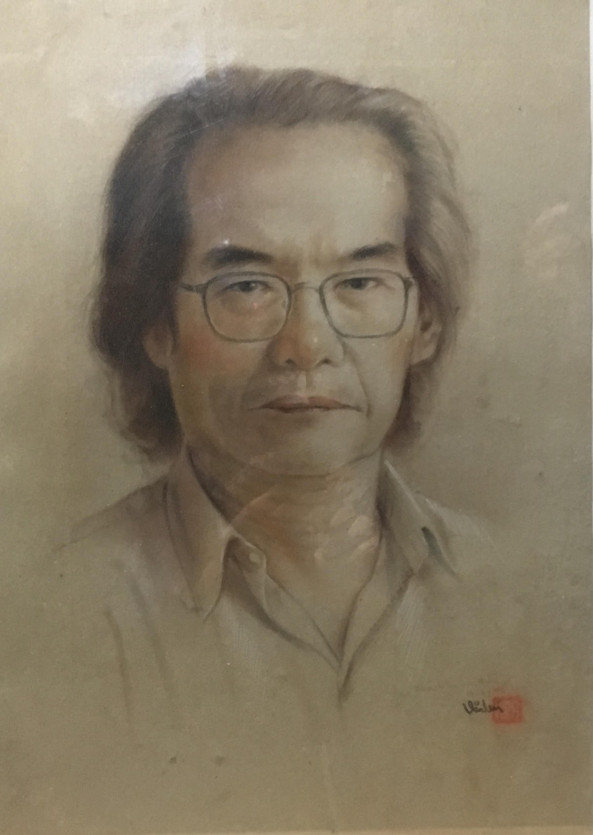 Nhà văn Sơn Tùng qua nét vẽ của họa sĩ Văn Len năm 1995.