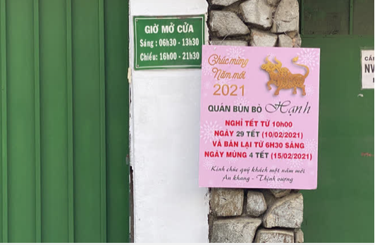 Quán bún bò trên đường Bành Văn Trân, quận Tân Bình. Nguồn: Tứ Quý. 