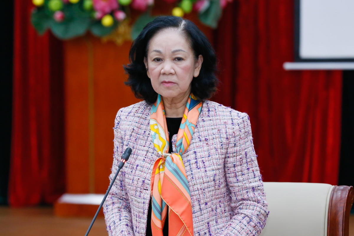 Trưởng ban Dân vận Trung ương Trương Thị Mai phát biểu tại Hội nghị.