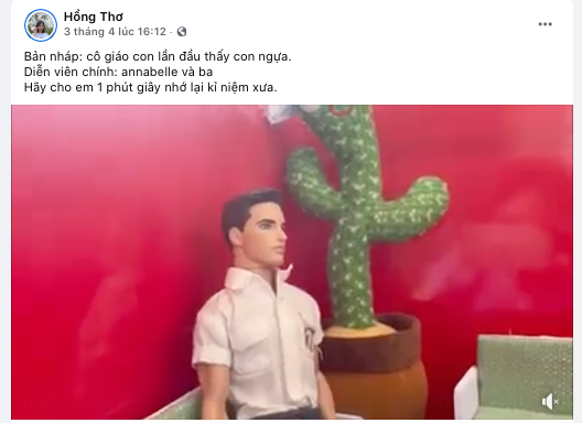 Thơ Nguyễn chia sẻ video clip nhân vật búp bê do mình lồng tiếng. Nguồn: FBNV.