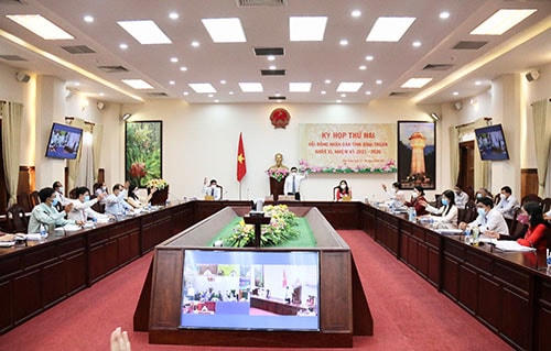 Điểm cầu phòng họp của tỉnh Bình Thuận.