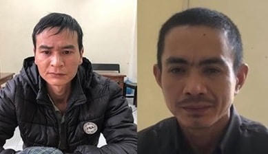 Hai bi can Nguyễn Xuân Trung và Nguyễn Văn Quân tại cơ quan chức năng.