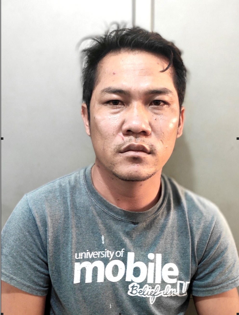 Đối tượng Nguyễn Văn Khanh tại cơ quan Công an tỉnh An Giang.